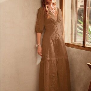 NWOT Elegant Brown Maxi Dress